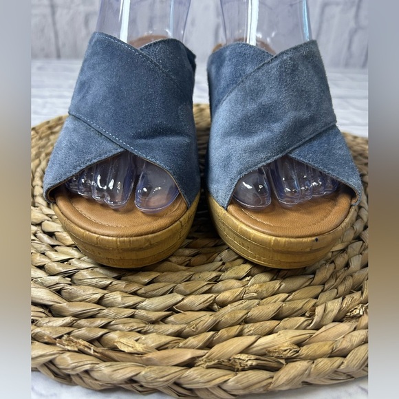 Mila Paoli Blue Suede Wedge Sandals. Open Toe. Made in Italy. Size 8.5 - Picture 5 of 6